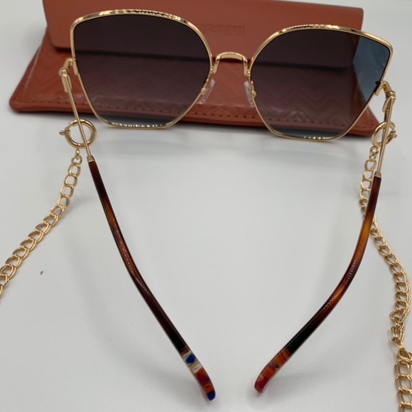 Missoni Mis 0052/S Sunglasses Rose Gold/Blue lens with chain main image 7
